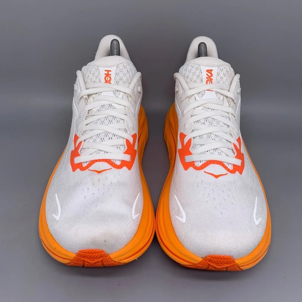 Hoka One Clifton 10 White Orange Running Shoes Women's Sz 8.5B - Picture 2 of 10